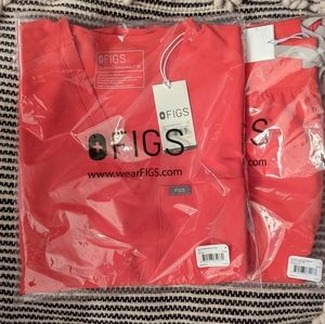 Figs Neon Red Scrubs Set NWT